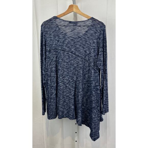 COMFY USA Spacedye Tunic Top Scoop Neck Long Sleeve Pullover Asymmetric Blue L - Picture 2 of 7